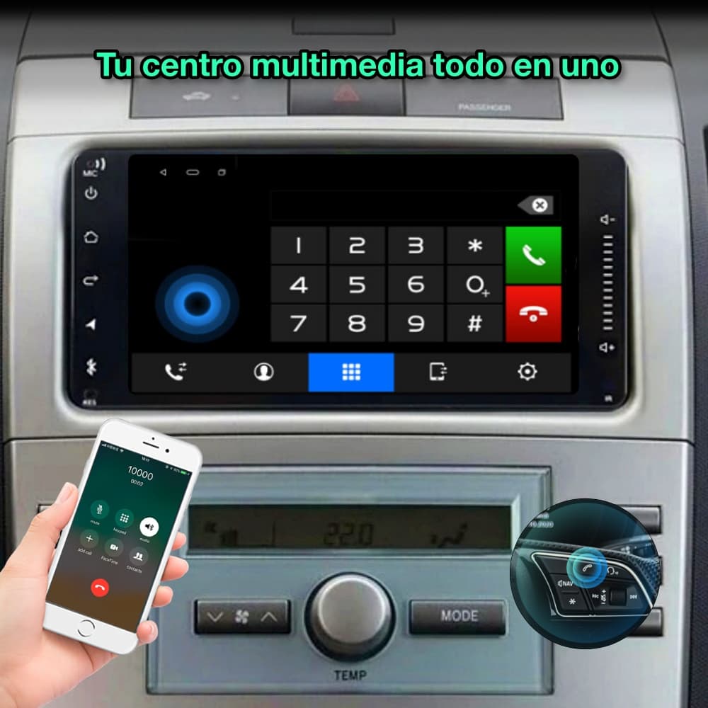 Toyota Corolla, Hilux, RAV4, Vios, Prado pantalla 7 pulgadas