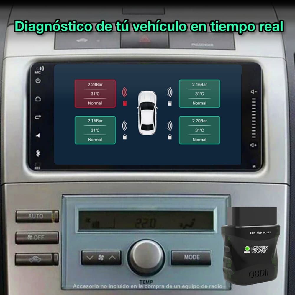 Toyota Corolla, Hilux, RAV4, Vios, Prado pantalla 7 pulgadas