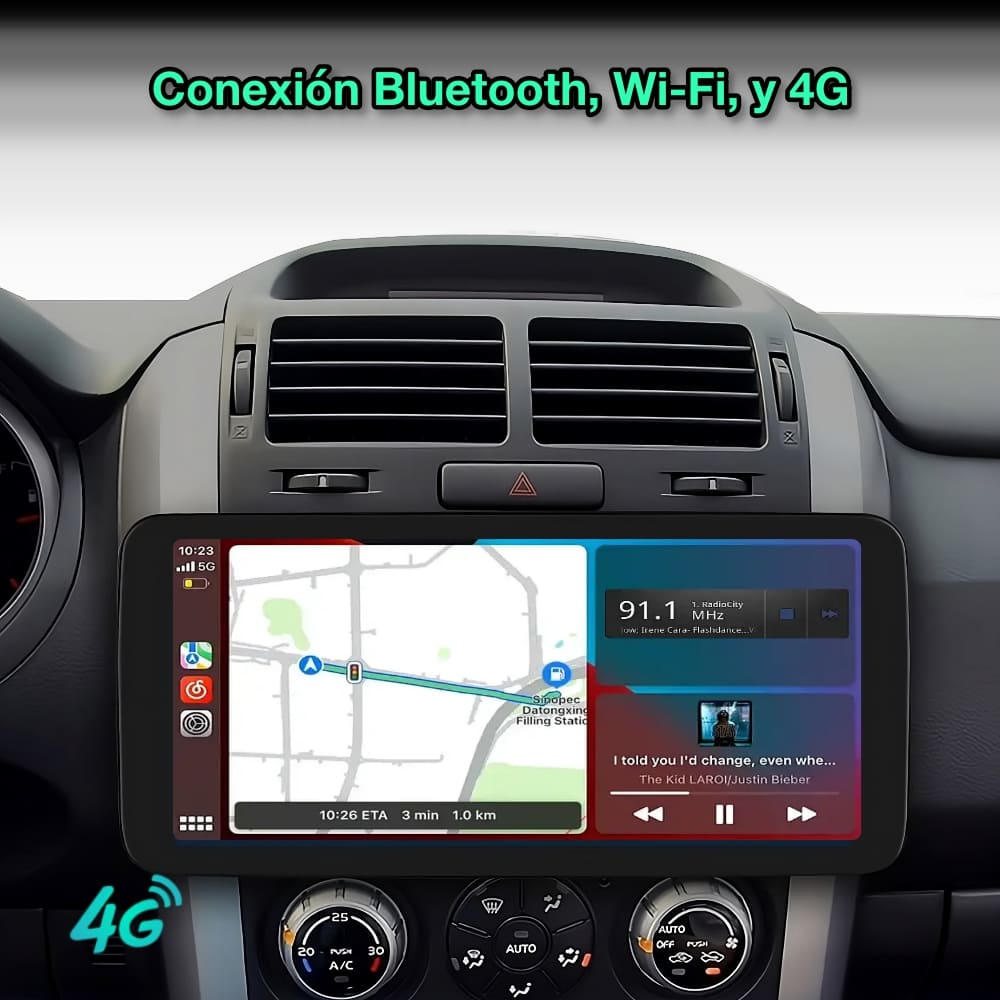 Radio navegador GPS universal 1 DIN, pantalla giratoria 360º de 10,33”