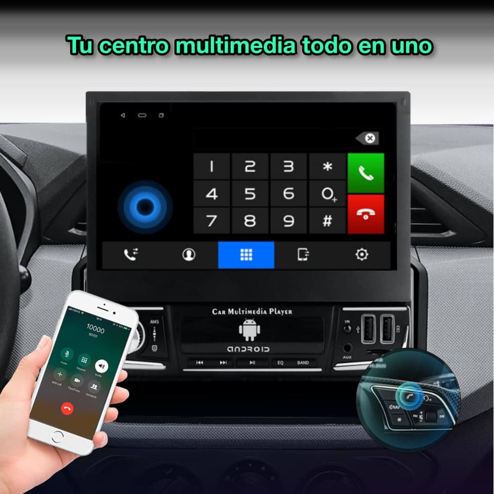 Radio navegador GPS universal  1 DIN, pantalla retráctil 7 pulgadas